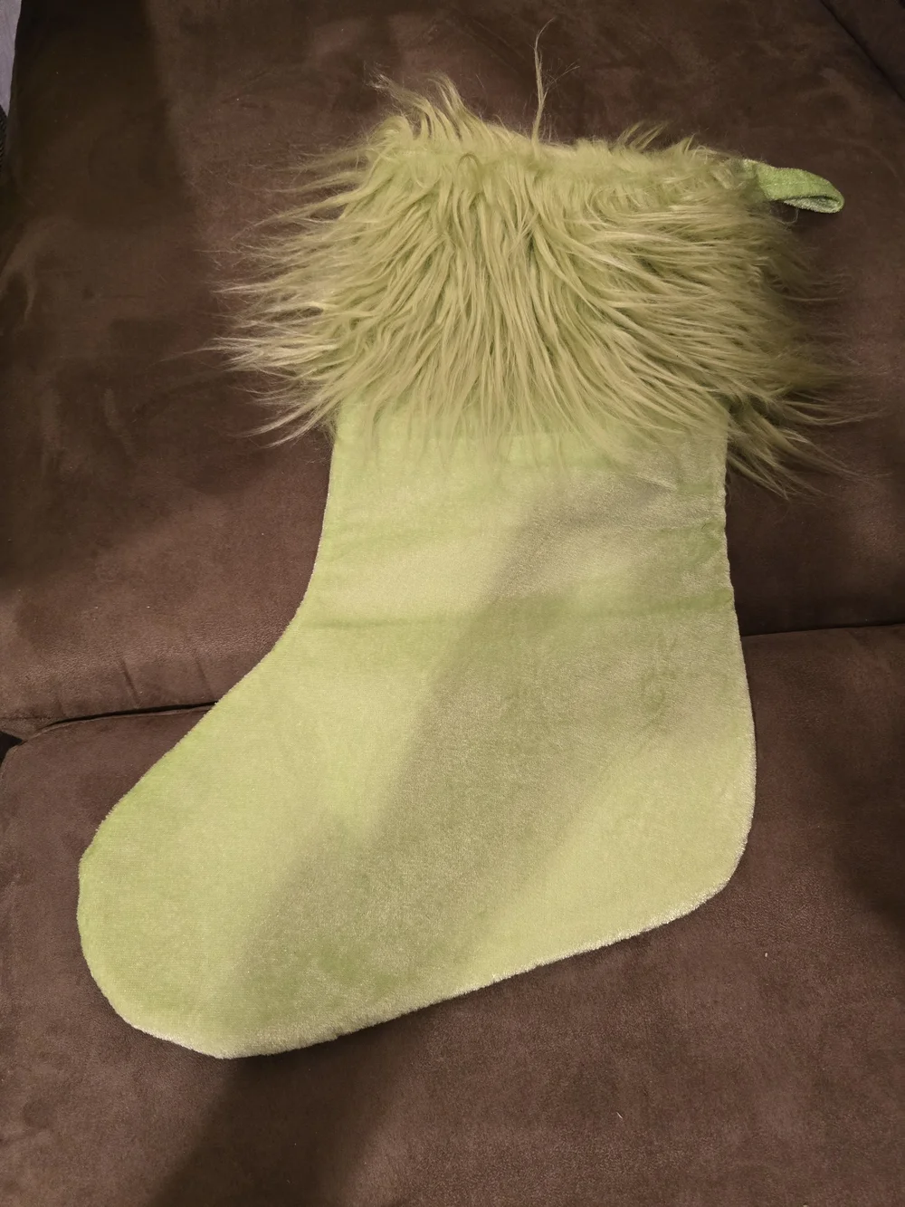 Lime Green Furry Holiday Stocking with Red Heart. Set of 2. NWOT.